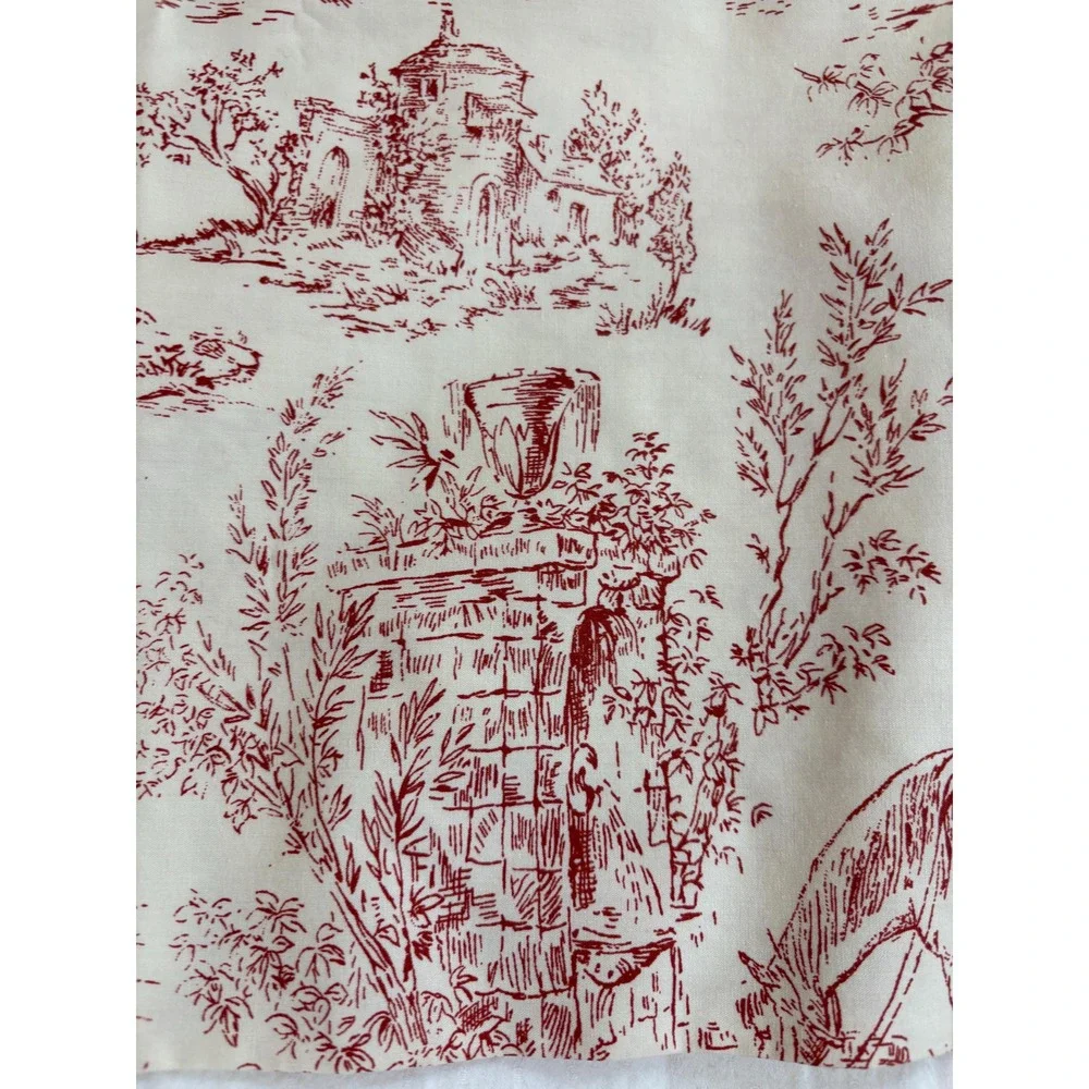 Vintage Red Toile Valance Set of 3‎ French Country Scenic Cotton Curtains